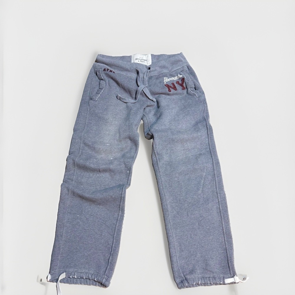Abercrombie & Fitch Sweatpants Vtg Y2K NY Athletic Fleece Drawstring Hem Joggers